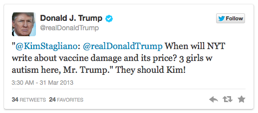 Donald Trump Tweet on Vaccines